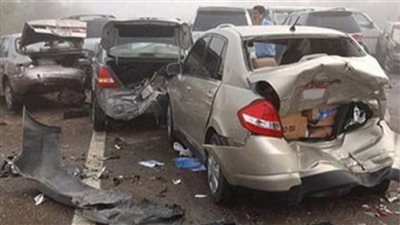 عاجل.. مصرع شخصين في حادث تصادم 7 سيارات بطريق 
