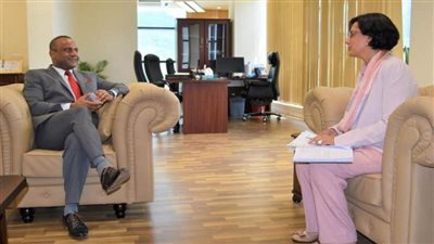 بالصور | سفيرة مصر في بورت لويس تبحث مع وزير الصحة الموريشي التعاون الثنائي