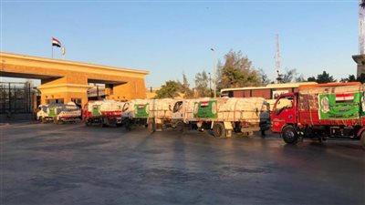 وصول قافلة الأزهر الإغاثية إلى الأراضي الفلسطينية وتسليم 150 طنًّا من المواد الغذائية لقطاع غزة