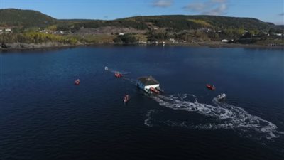 زوجان ينقلان منزلهما بتعويمه عبر خليج لمسافة 24 كيلومتر