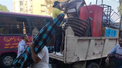 رفع 105 حالات إشغال بشمال الجيزة وإزالة محل مخالف بالعمرانية