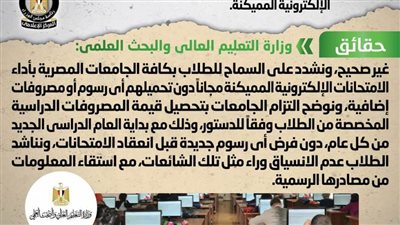 حقيقة فرض رسوم على طلاب الجامعات مقابل أداء الامتحانات الإلكترونية المميكنة