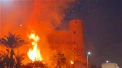 حريق يلتهم مجموعة أشجار ونجيل بجوار قلعة صلاح الدين بصلاح سالم