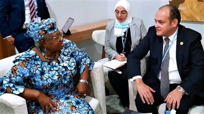 وزير الصناعة يبحث مع مدير عام منظمة التجارة العالمية تحديات أزمة الأمن الغذائي وسبل تعزيز  النظام التجاري العالمي متعدد الأطراف 