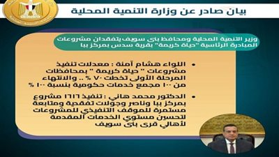 وزير التنمية المحلية ومحافظ بني سويف يتفقدان مشروعات 