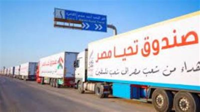 قُبيل مغادرتها القاهرة إلى غزة.. شاهد قافلة مساعدات نقابة المهندسين