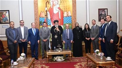 البابا تواضروس يستقبل أشرف صبحي ووزير الرياضة اللبناني