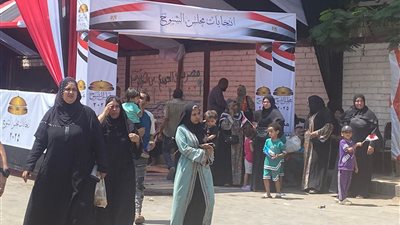 بالصور : استمرار التوافد علي لجان الجيزة في انتخابات مجلس الشيوخ .. والأطفال بعلم مصر
